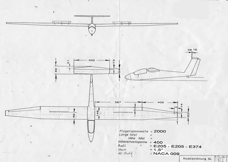 Pilatus B4 2,00m - Zeichnung